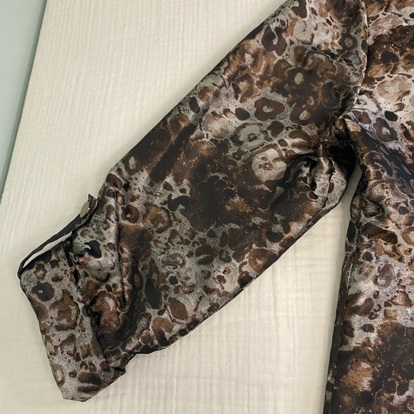 Tribal Brown Artsy Fall Zip Up Lightweight 3/4 Sleeves Jacket Blazer Size 16 - Picture 14 of 16